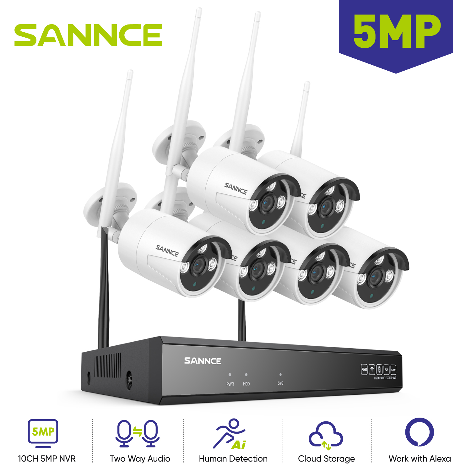 Home Security Monitoring - SANNCE 6PCS 5MP Wifi Camera IP
