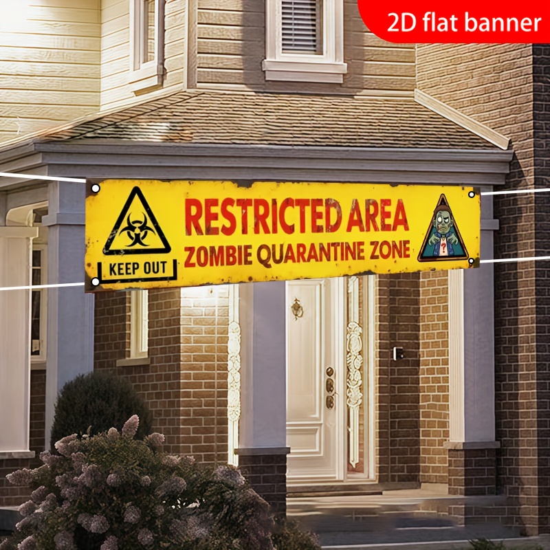 Home Security Fence - One 2D flat banner for Halloween