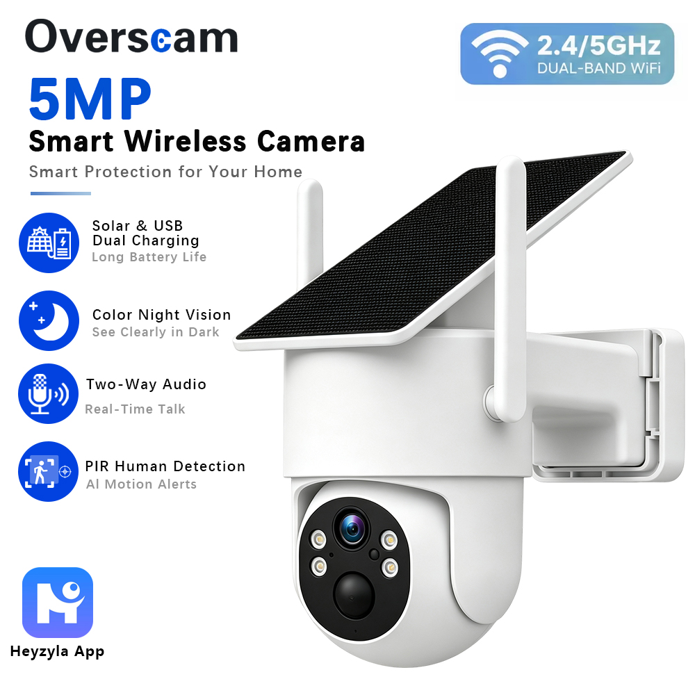 Home Security Cameras Wireless - 5MP Solar Powered PTZ Camera For