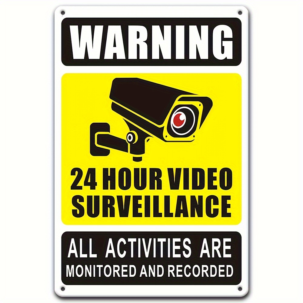 Home Security Camera Installation - 24/7 Video Surveillance Warning Sign -