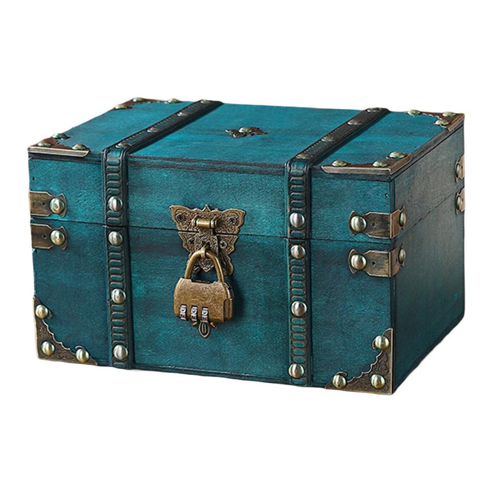 Home Security Key Box - Secure Wooden Treasure Box with Lock