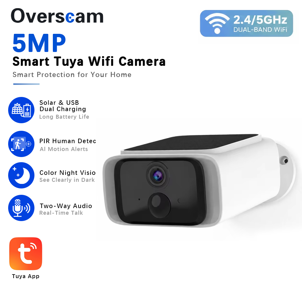 Home Security Monitoring System - Tuya 5MP Solar Security Camera Wireless