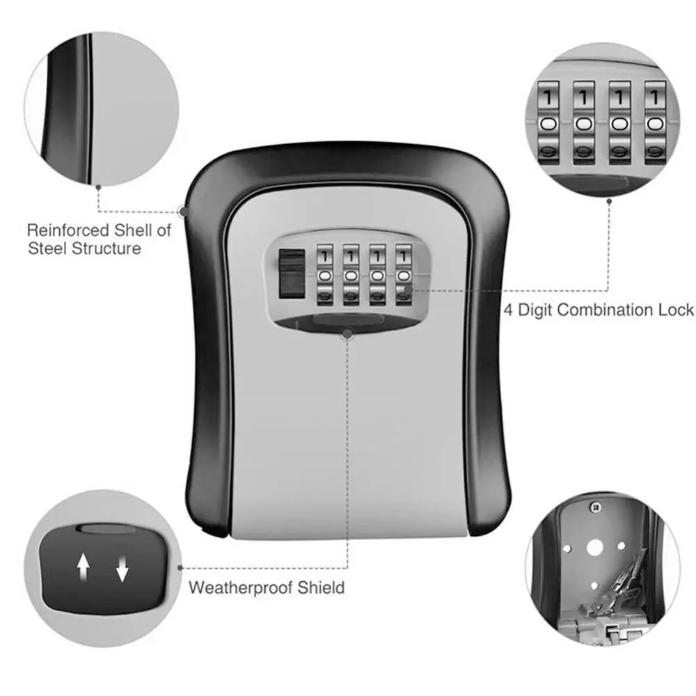 Wall Mount Key Lock Box 4 Digi - Home Security Key Box review and price