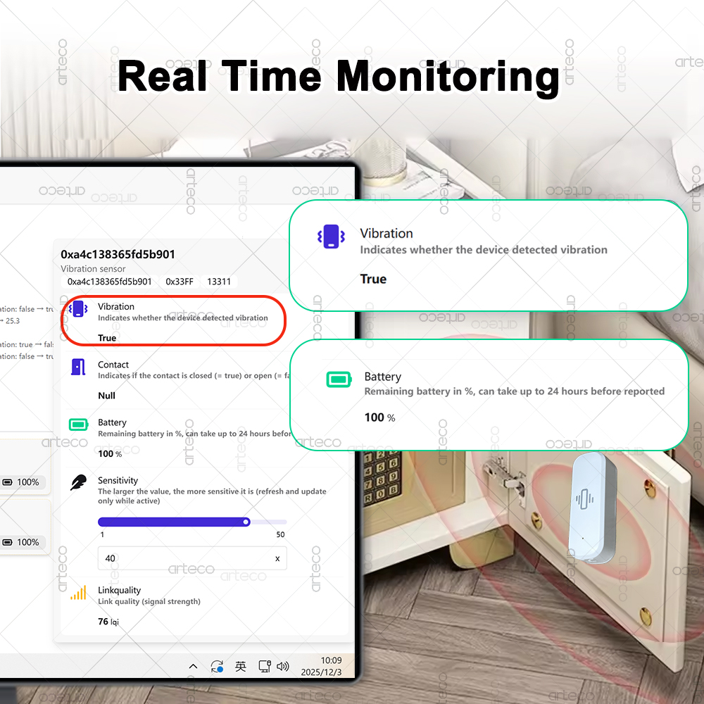ZigBee Smart Vibration Sensor  - Home Security Monitoring review and price
