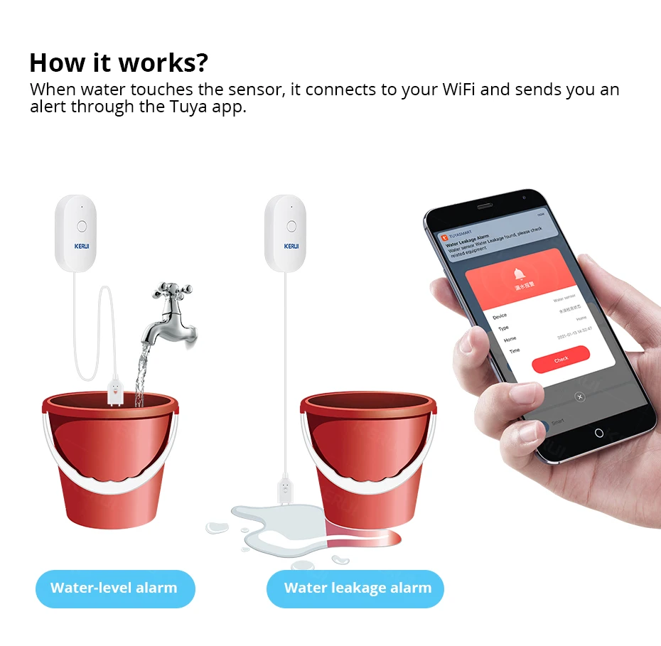 KERUI WiFi Water Sensor Smart  - Home Security Monitoring review and price