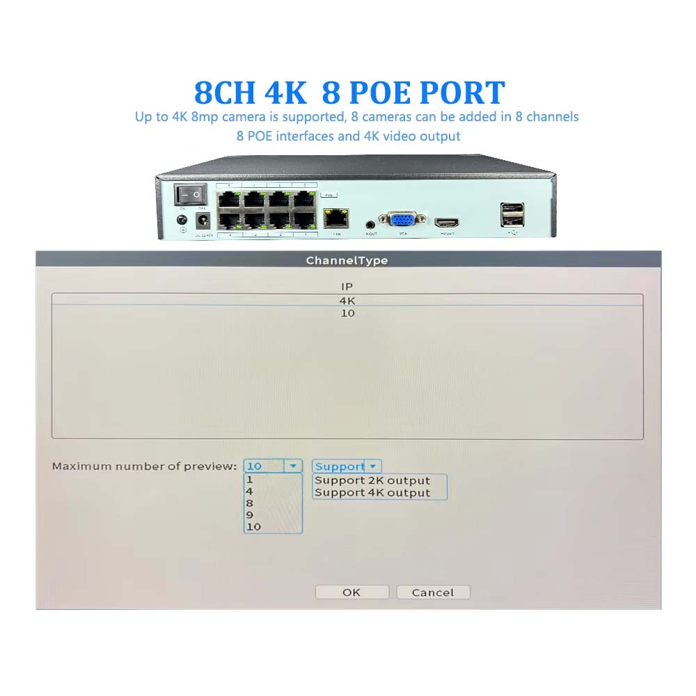 4K 10CH NVR 4/8Port POE For 8M - Home Security Camera review and price
